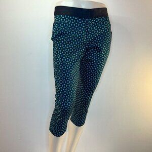Worthington Petite Women's Blue/Black Retro Squares Cropped Pant - Size 2P - NWT